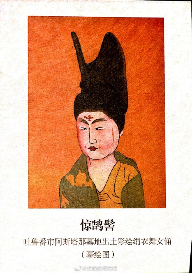 #唐代西域# 唐代西域女子发髻图例
摄于...