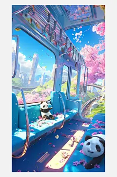 数字艺术创意插画插画灵感春天的列车插画-众图网