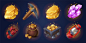 Game mining props icons assets mine items set