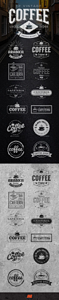 12 Retro Vintage Coffee Logo - Badges & Stickers Web Elements: 