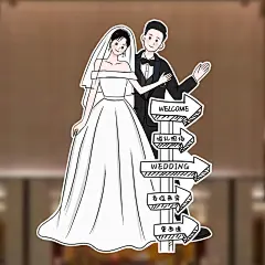 结婚订婚手绘头像Q版情侣婚礼婚纱照定制卡通人物人形立牌迎宾牌-淘宝网
