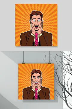 橙色时尚波普风格人物插画矢量素材-众图网