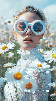 女士 花朵 美丽 年轻 盛开 安详 有天赋的人 特写 肖像