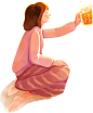 元旦跨年庆祝情侣插画-庆祝的女生
