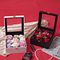 七夕情人节永生花展示盒创意开窗翻盖玫瑰花礼盒鲜花包装礼品花盒
