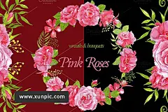 手绘水彩花圈和花束PNG免抠图 电商淘宝 