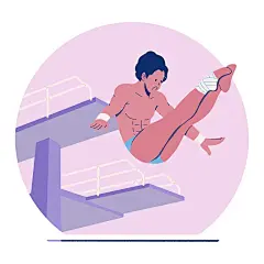 奥运会男子单人十米跳台扁平风插画图片下载
