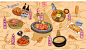 3D韩式料理手绘卡通墙纸韩国美食烤肉店火锅店大型壁画小吃店壁纸-淘宝网