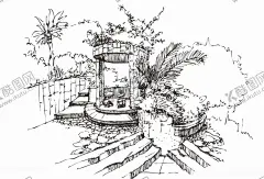 手绘风景 【酷图网】手绘,风景,校园文化,墙绘,文化墙,墙画,企业文化,速写,素描,景观设计