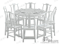 中式复古棕色实木圆形可旋转餐桌八位式太师椅桌椅组合