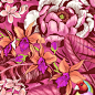 Stand Out - tropical floral pattern : A wild tropical pattern created digitally in full color for a sports fashion brand.