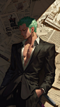 西装索隆｜报纸背景墙_11_AI同人_来自小红书网页版