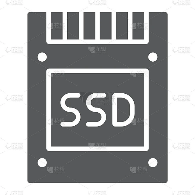 SSD字形图标，电子设备，固态磁盘标志，矢量图形，白色背景上的固态图案，eps 10。素材-花瓣网
