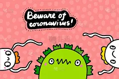 警惕新冠病毒手绘矢量插画卡通漫画风格的人在恐慌和covid-19感染