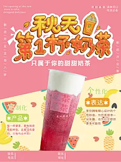 奶茶店果茶饮料饮品创意宣传海报