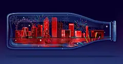 精品炫彩城市夜景矢量插画资源PSD、AI文件【445期】