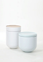 Troche Sidetables - Studio WM / Solid maple wooden top (high) & solid Corian lid (low)