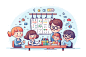 儿童兴趣班学习辅导班插画
