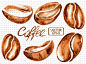 水彩手绘咖啡豆传统磨咖啡机咖啡下午茶休闲午后EPS矢量素材122-淘宝网