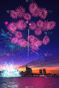 首尔,朝鲜半岛,传统节日,焰火,国际著名景点,垂直画幅,天空,夜晚,生日,明亮