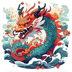 龙扁平风插画简约高清模板免费下载-趣麦麦图