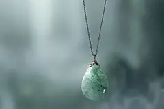 高端的女士古董玉石翡翠项链摄影图片