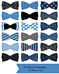 18 Black Blue and White Bowtie Printables: Tags / Labels / Cupcake Toppers / Decor / Clip Art - Hues Studio