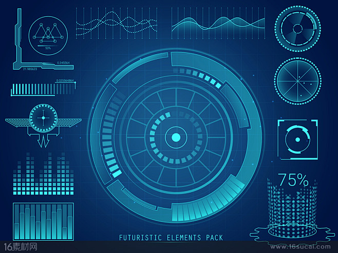 科技感ＨＵＤ界面设计元素矢量素材