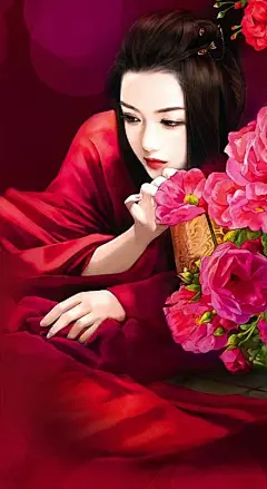 一砚笔墨为谁候，画一生情入颜容。朱砂秀 钗头钩，蓦然回首，一抹红颜为谁留
