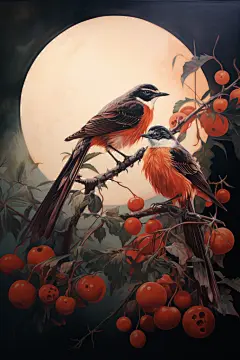 喜庆春节新年喜事连连喜鹊元素插画