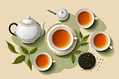 清新手绘谷雨时节沁著茶香茶叶插画