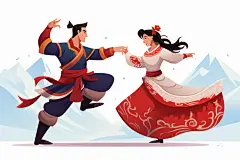 藏族人物传统手绘插画