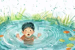 小学生防溺水公益插画