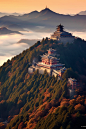 五台山国内城市山西旅游景点风景摄影图