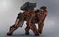 mecha_RED, Allen wei : four leg machine design , second  blue color was original. use  real photos as reference and elements.