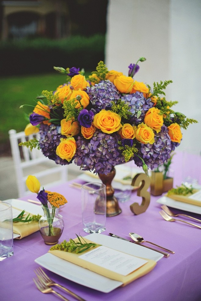 优雅的淡紫色和黄色搭配的婚礼灵感秀 - ...