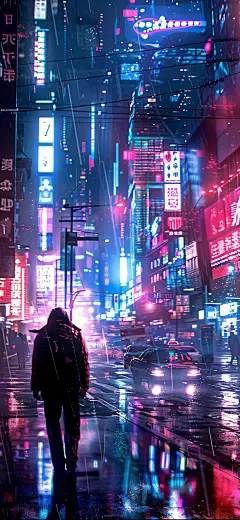 朋克赛博风 霓虹城市街景壁纸