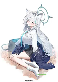侧身坐,制服,砂狼白子,砂狼黑子,蔚蓝档案图片