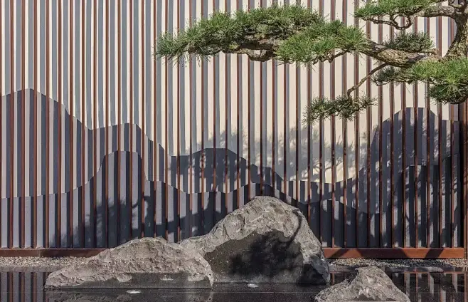 现代山水景墙山石片岩新中式禅意景观 (63)-花瓣网
