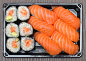 三文鱼,寿司,水平画幅,无人,日本,生鱼片寿司,生食,海产,2015年,日本食品