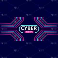 网络星期一销售设计与电路板的背景。矢量图