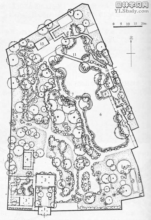 [古典名园]中国古典园林平面图-灌水区-...