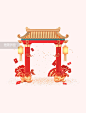 c4d新年场景兔年快乐场景元素3d春节图片_潮国创意