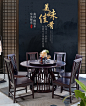 新中式实木餐桌椅组合圆形家用饭桌现代简约大小户型圆桌套装家具-tmall.com天猫