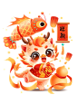 千库网_龙年迎新春节新年可爱卡通插画PNG图片_元素编号13906261
