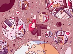 我如何成为插画家hiwow矢量可爱的平面创意空间宇宙文章博客中等故事插画家插图