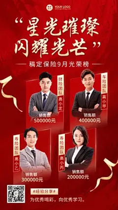 金融保险团队光荣榜单喜报贺报喜庆手机海报