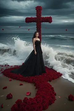 玫瑰十字架海边婚纱-LoRA-玩AI的小猴子-LiblibAI