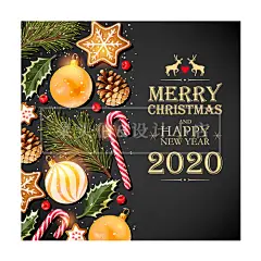 卡通创意水果坚果礼物糖果温馨圣诞节麋鹿海报矢量图广告设计素材-淘宝网