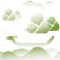 端午通用龙舟彩色半调插画原创大尺寸元素素材